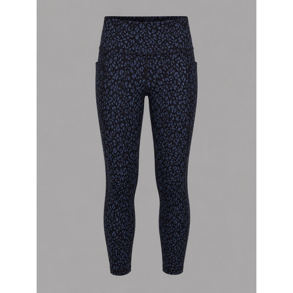 Athleta Salutation Stash Pocket II 7/8 Leggings Womens S Blue Leopard